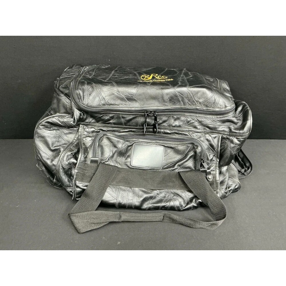 Rockport Country Club Large Black Genuine Patchwork Leather Duffel Bag w/Wheels